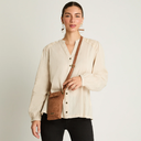 Porta Celular De Suede Texturizado Camel