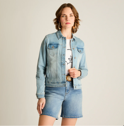 CASACA MEZCLILLA MANGA LARGA ELASTICADA